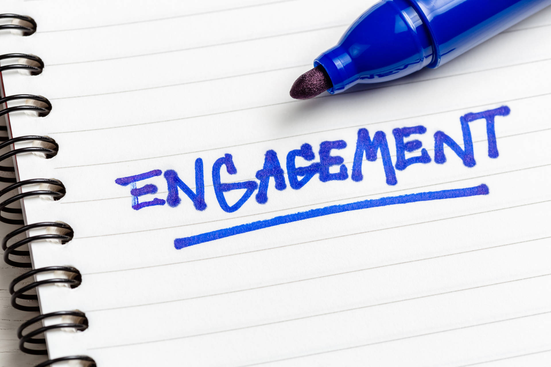The word engagement on a piece of paper